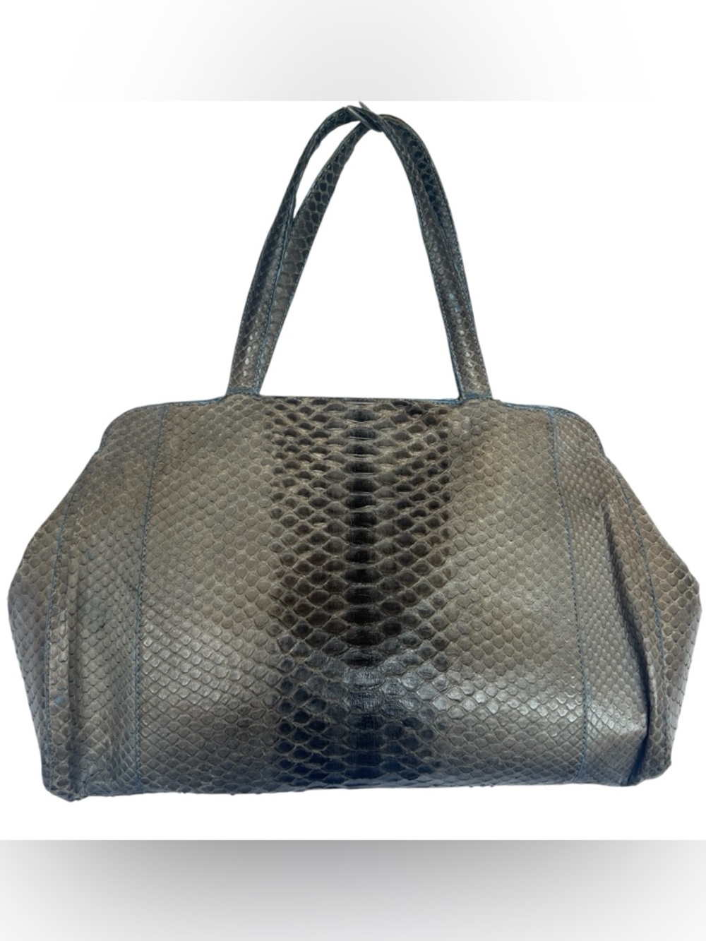 Nancy Gonzalez python skin leather handbag reptile exotic purse purse grey blue